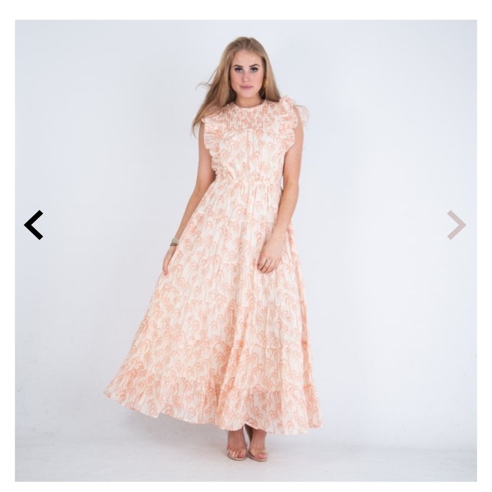 Scotch and Soda Amsterdam Sun Seeker peach palm tree backless maxi dress